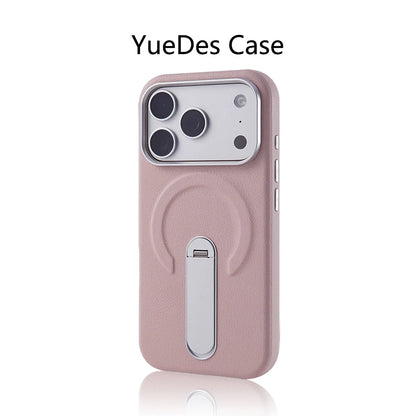 Luxury Rotation KickStand Business PU Leather Case For iPhone 17 Pro Max 16 15 14 13 For MagSafe Magnetic Matte Shockproof Cover