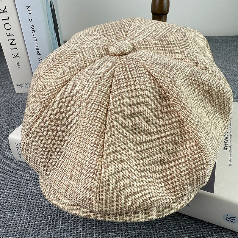 Summer Flax Newsboy Caps Breathable Octagonal Hat Men Women Berets Thin Casual Painter Caps Hats for Men