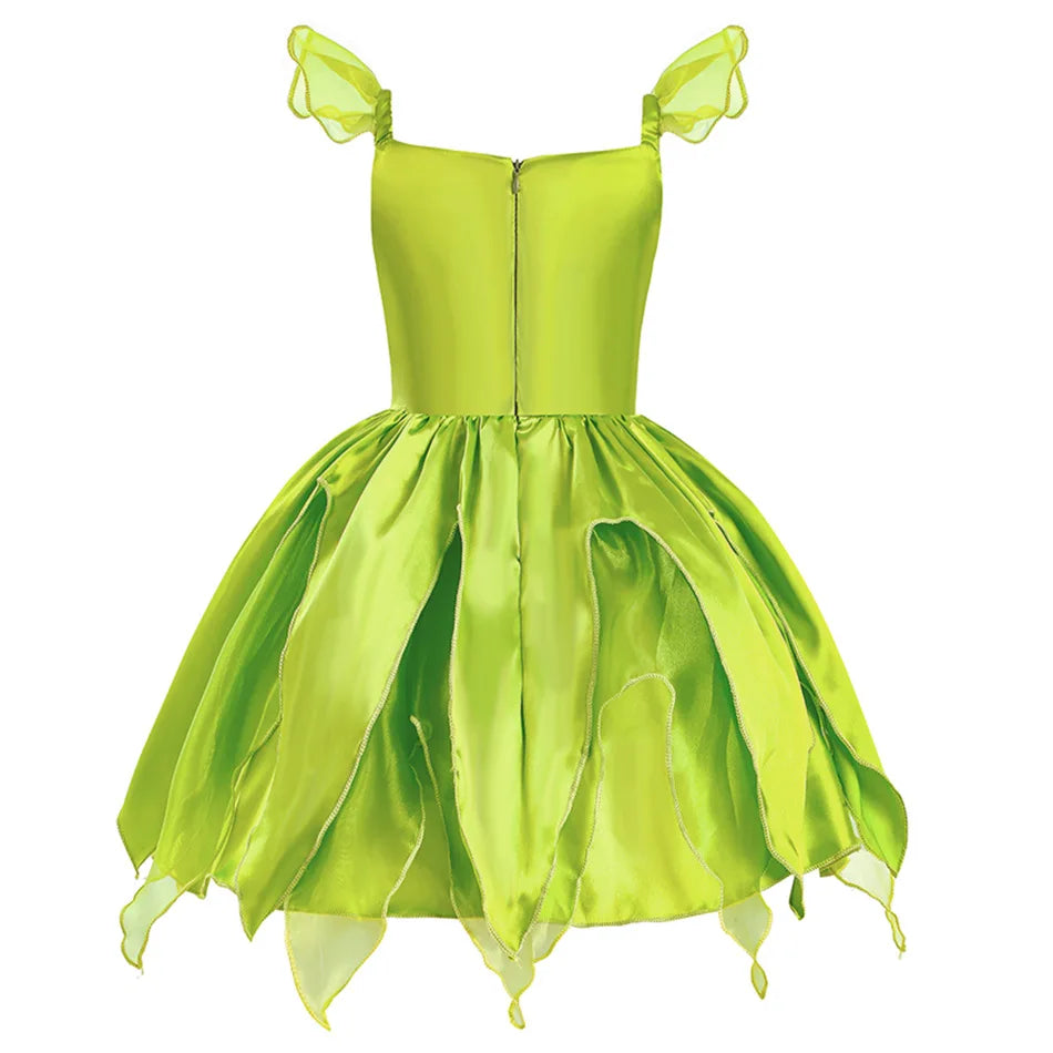 Girls Fairy Dress Up Kids Princess Green Flower Fairy Dress With Wings Princess Costume Party Tinkerbell Tinker Bell Dresses