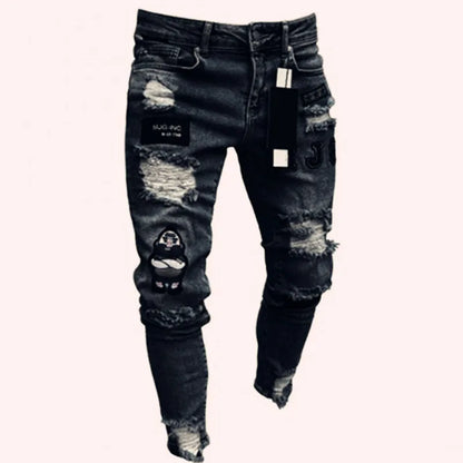 Man Pants Retro Washing Zipper Stretch Jeans Casual Slim Fit Trousers Male Plus Size Pencil Pants Denim Skinny Jeans for Men