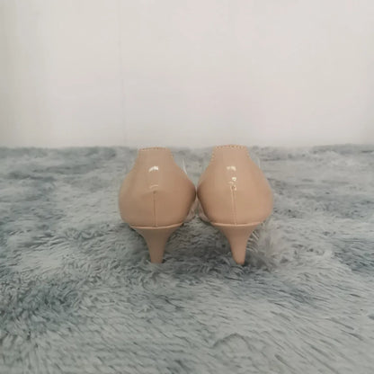 Women Pumps Spring Autumn PVC Transparent 5cm Low Heels Sexy Pointed Toe Slip-on Thin High Heels Party Wedding Shoes
