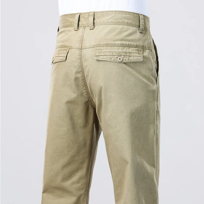 100% Cotton Straight Casual Pants Men's New Cargo Pocket Fashion Brand Comfortable High Quality Business Male Pants