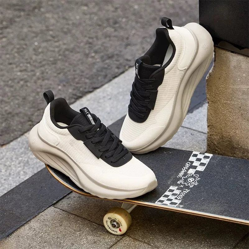 Men's Casual shoes Soft Sole Resilience Comfortable Breathable Pantshoes Black White Mesh Male Sneakers 672616702