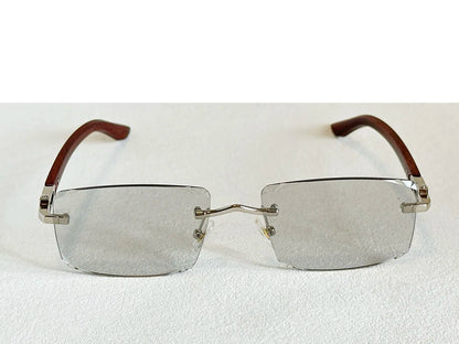 Photochromic Sunglasses Women Change Colour Rimless Sunglass Men Square Fashion Glasses UV400 Protection Wooden Shades Gafas