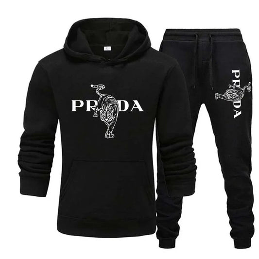 The men's outdoor fitness sweatshirt and pants set for autumn and winter includes a long-sleeved sports shirt and casual pants