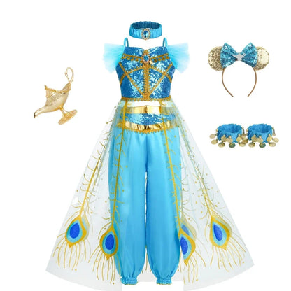 Halloween Party Princess Dress Kids Jasmine Costume