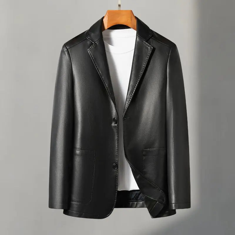 Casual Leather Suits, Genuine Leather Jackets, Men's Jackets, Sheepskin, Slimming, Large Sizes for Autumn and Winter