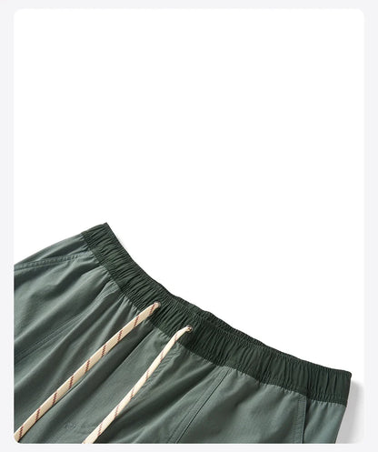 2025 Summer New 145gsm Elastic Fabric Beach Shorts Men Contrast Color Drawstring Athletic Shorts