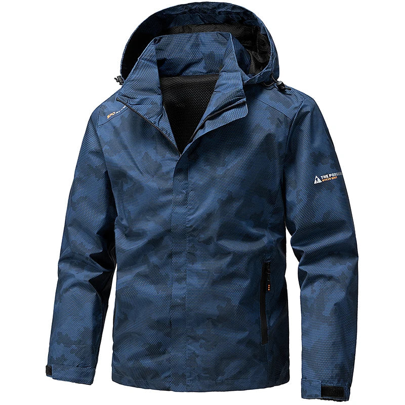 Softshell Outdoor Jacket Men Zip Up Hooded Waterproof Jacket Hiking Camping Windbreaker Lightweight Spring Autumn Coats