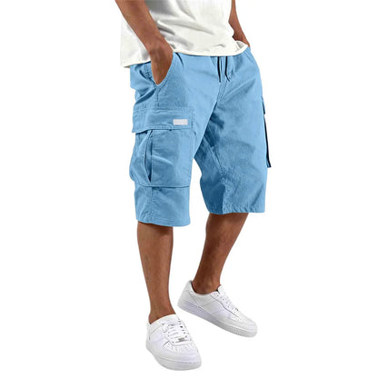 2026 NEW men loose straight pants Casual multi-pocket Shorts Summer Five-Inch Men's drawstring Sports cargo short