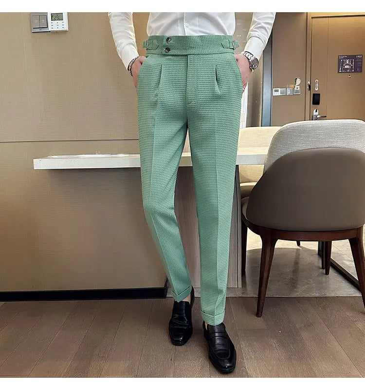 Fashion High Waist Men's Pants 2024 New Business Slim Fit Casual Suit Pants Male Spring Summer Formal Social Dress Pants