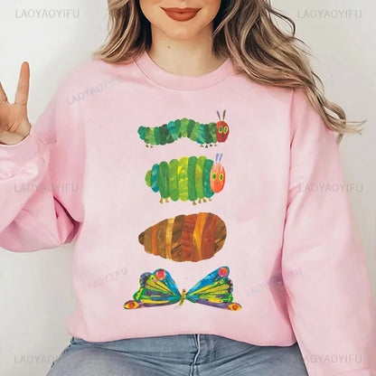 The Very Hungry Caterpillar Sweatshirt Cute Fnny Hungry Caterpillar Bookish Pullovers Man Women Retro Trend Cool Street Hoodies