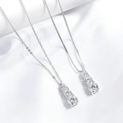 1.8cttw Certified Moissanite Necklace for Women 3 Stones Sparkling Simulated Diamond 925 Sterling Silver Jewelry