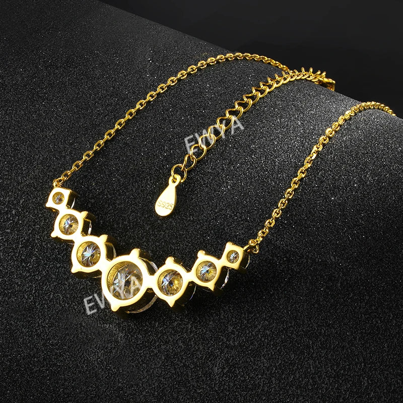 Sparkling 1.7/2.8/5cttw Full Moissanite Pendant Necklace for Women S925 Silver Plated 18K Gold Pass Diamond Test Necklaces