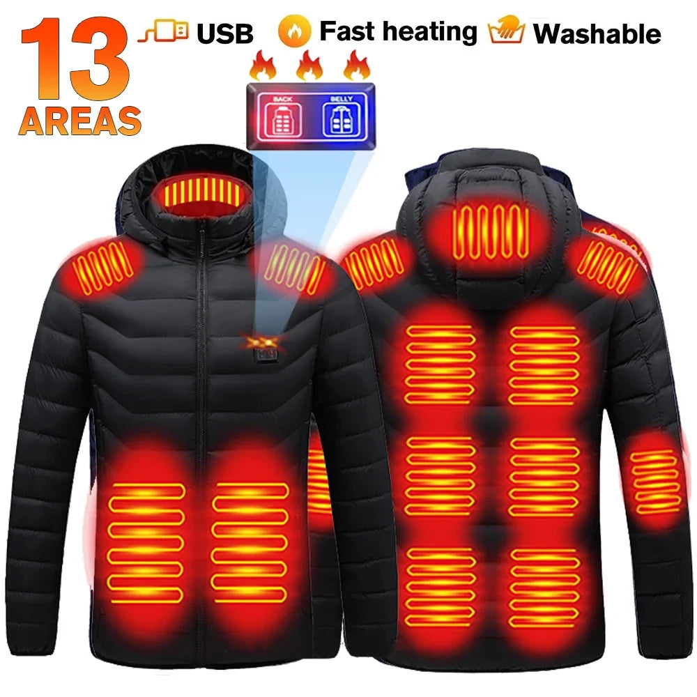 21 Areas Heated Jacket Women's Warm Vest USB Men's Heating Jacket  Waterproof Winter Heated Jackets Ski Clothing Coat Heated