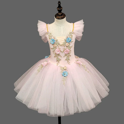 Children's Ballet Skirt Dance Girls Dress Tutu Performance Costume Flower Princess Ballet Girl Clothing Vestidos Kids Ballerine