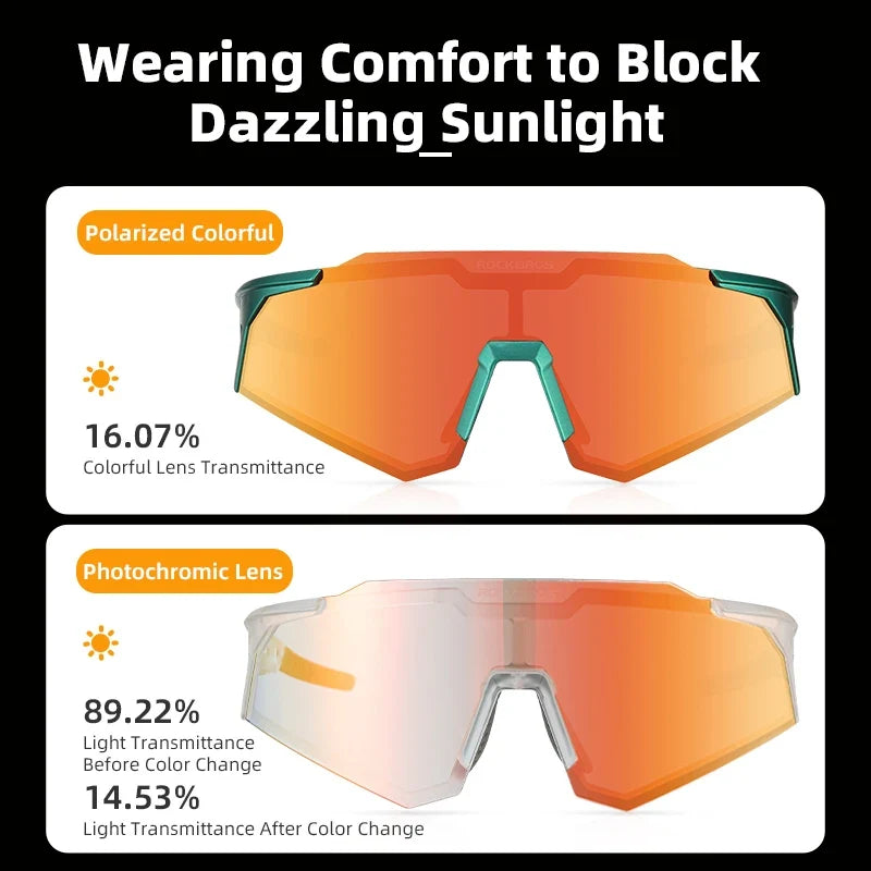 Photochromic Cycling Glasses Polarized Adjustable Nose Support Myopia Frame Sports Sunglasses Men Women Eyewear Goggle