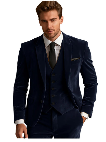 Elegant Wedding Men's Suit Business Tuxedos Formal 3 Piece Set Jacket Vest Pants Single Breasted Men Sport Coats Blazers