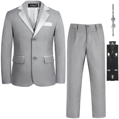 5Pcs/6Pcs Boys Suits Tuxedo Formal Blazer Page Boy Suit Slim fit for Wedding Party 2-14Years