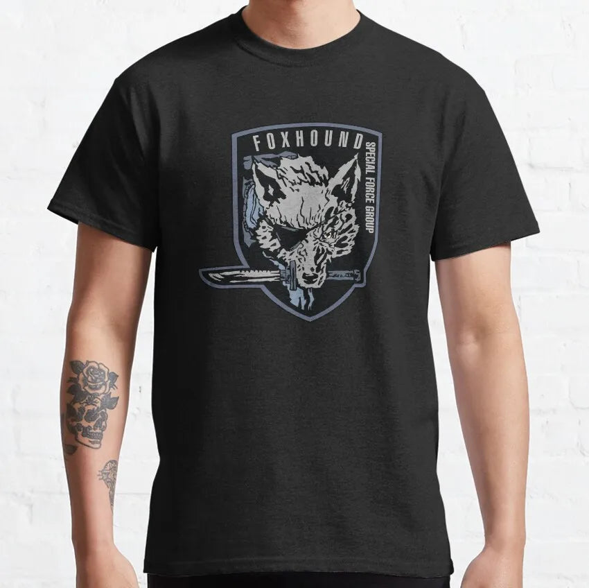 2025 Classic Metal Gear Solid 2: SONS OF LIBERTY Island Maker Men's Solid Color Snake Fox Hunting Game Cotton Round Neck T-shirt