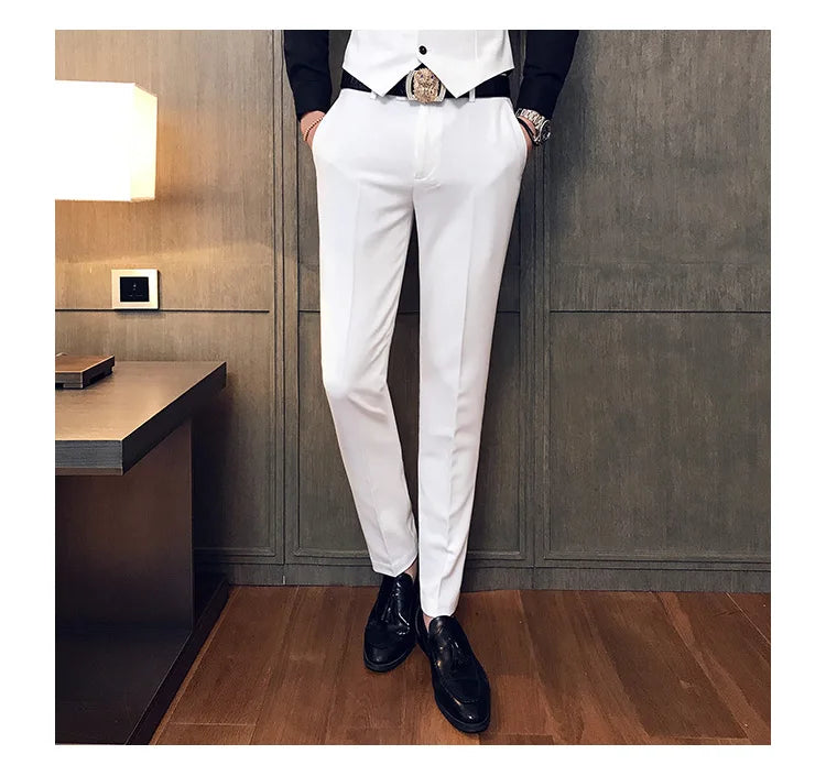 2022 Spring Summer New Men Suit Pants Solid Color Casual Business Dress Pants Slim Fit Trousers Formal Men Social Casual Pants