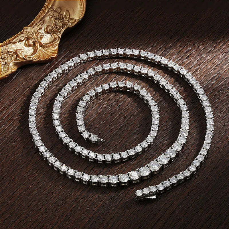D Color Moissanite Tennis Necklace 925 Sterling Sliver Plated 18k Gold Necklace for Woman Man Hiphop Party Jewelry