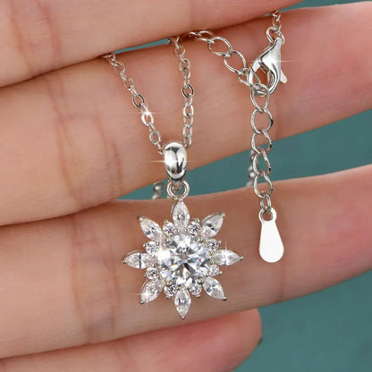 GRA Certified 6.5mm Round Moissanite Delicate Snowflake Pendant Necklace for Women 14K Gold Filled Fine Jewelry Gifts