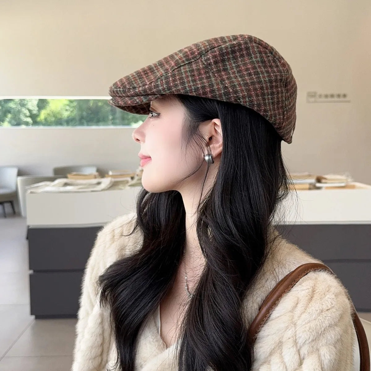 New Plaid Hats Women Berets Spring Autumn Winter Newsboy Cap Women Vintage Flat Ivy Hats Golf Driving Cap Casquette