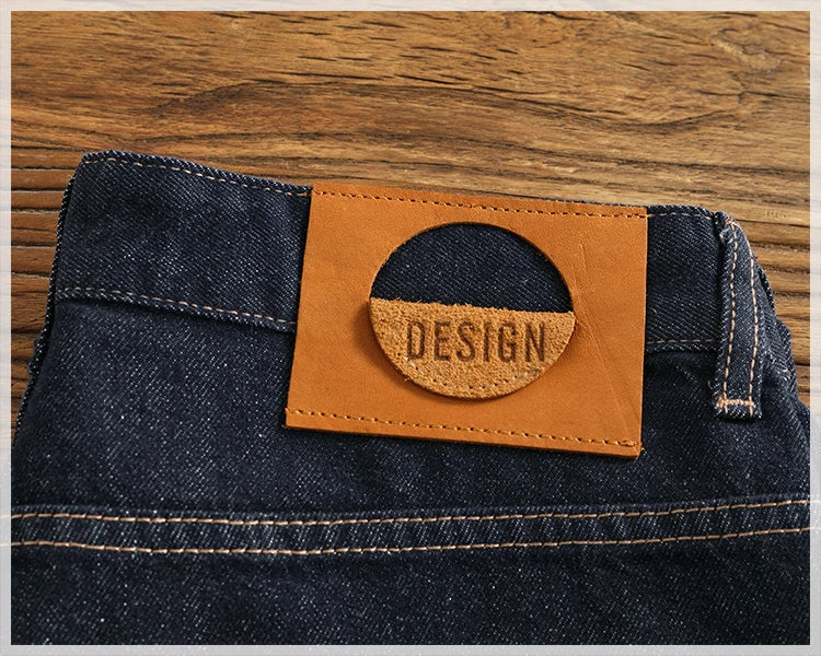 Anti-fading solid color general wash primary color denim jeans men's dark American casual loose straight cone pants