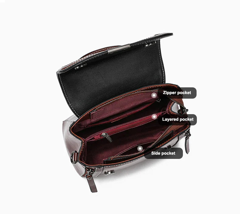 Cowhide Women's Tote Bag 2024 New Luxury Genuine Leather Shoulder Crossbody Bags High Quality Vintage Female Handbag 6241