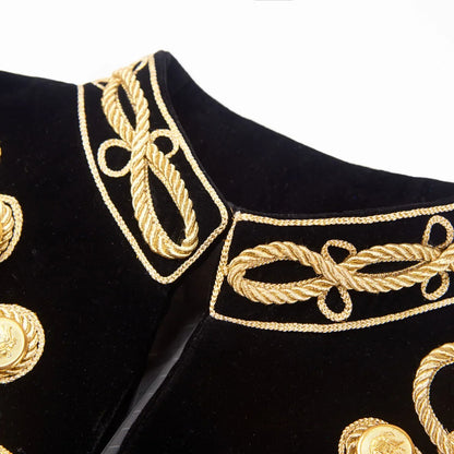European and American Size Rope Button Three-dimensional Men's Ball Performance Court Dress Noble Retro Velvet Suit Blazer
