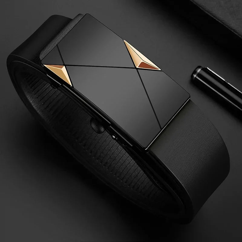 2025 New Men's Business Belt Alloy Automatic Buckle Belt Fashion Belt Luxury Jeans Belt PU Leather High-Quality Straps