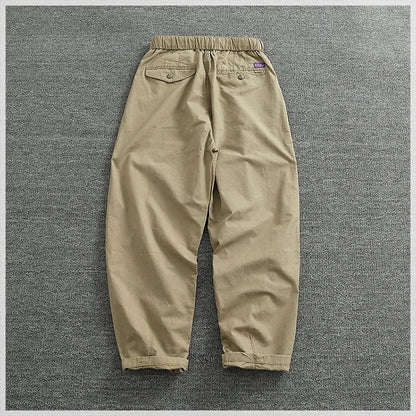 Summer thin casual pants men's straight straight tube loose conical overalls all cotton wash re-engraved purple mark daddy pants