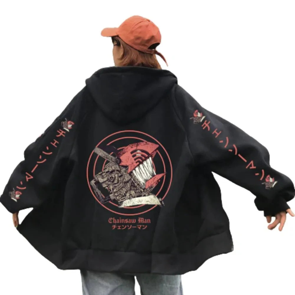 Chainsaw Man Men's And Women's Zipper Coat Hoodie Sweater Long-sleeved Jacket Pochita Anime Spring And Autumn Top Winter