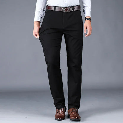 4 Colors 98% Cotton Casual Pants Men 2024 New Classic Style Straight Loose High Waist Elastic Trousers Male Brand Clothes