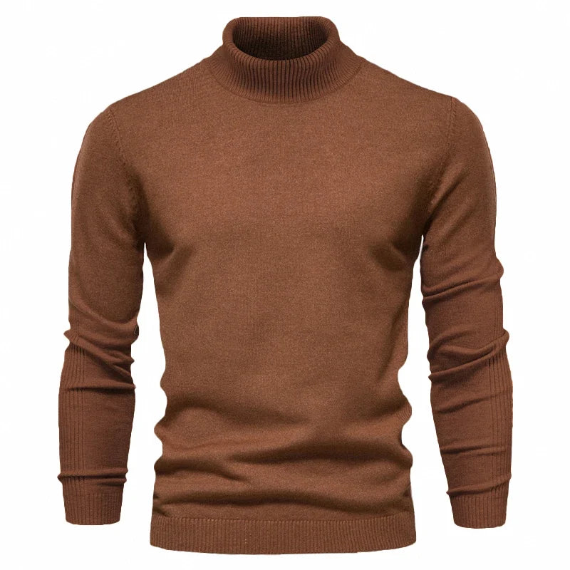 2021 New Winter Men Turtleneck Sweater Casual Solid Color Warm Pullover High Quality Slim High Neck Long Sleeve Sweater Men