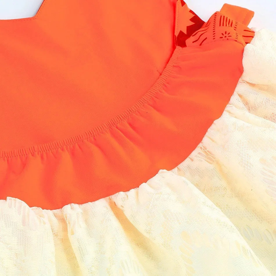 2026 Baby Girls Moana Halter Dress Role Playing Princess Dress Summer Clothing Hawaii Toddler Vaiana Cute Mini Sundress 1-6Y