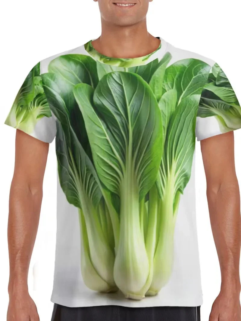 Funny Cabbage Lettuce T-Shirts Vegetable 3D Print Men Women Short Sleeve T Shirt Harajuku Y2K Tops Oversized Tees Men's Clothing