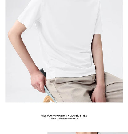 47% Cotton 47% Modal 6% Spandex T Shirt Men Short Sleeved Summer Round Neck Undershirt Plus Size Men's Solid Color Tops Tees