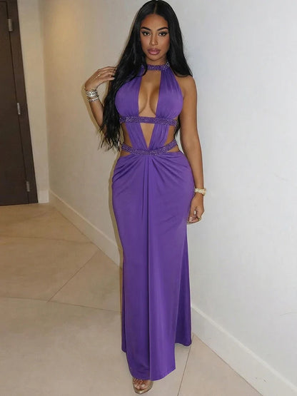 Elegant Dress Women Chic Backless Patchwork Sparkle Bandage Irregular Sleeveless Sexy Beach Vacation Hottie Vestidos