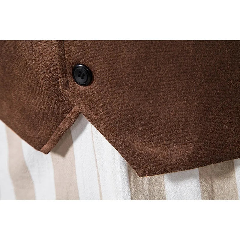 Man Vest Vintage Solid Single-breasted Male Waistcoat Slim V-neck Sleeveless Business Casual Versatile Men Suit Vest