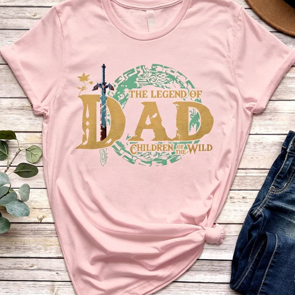 Legend of Dad Gamer Shirt Breath of The Wild Zelda Lover Tshirt Father's Day The Best Gift Tee Men Fashion Summer Cotton Tops
