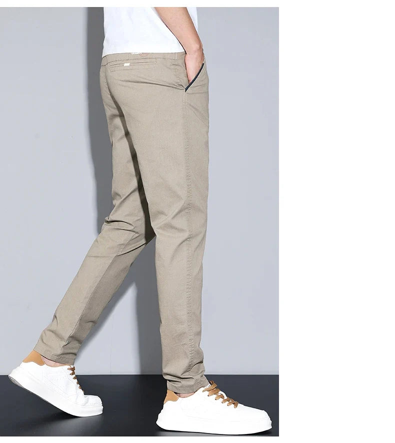 Cotton Thin Men's Business Casual Pants Summer Straight Slim Fit Fashion Stretch Solid Trousers Korean Men's Pants Size 28-38
