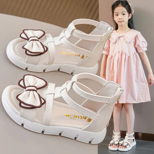 Girls Sandals Summer 2025 New Fashion Children Roman Shoes Middle and Large Children Soft Open Toe Little Girl Princess Shoes