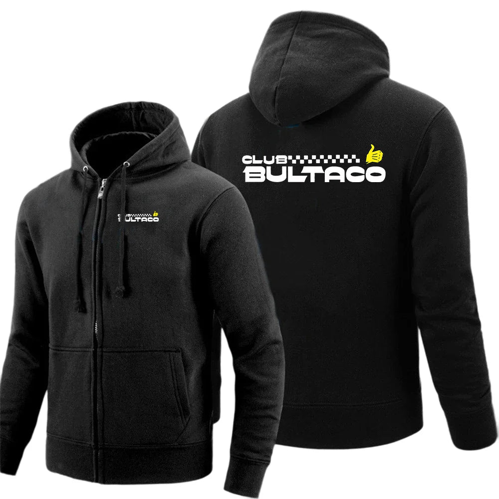 Bultaco Cemoto Motorcycles Logo Print Sweatshirt Hooded Coat 2026 Spring And Autumn Men's Versatile Cardigan Hoodies Jacket