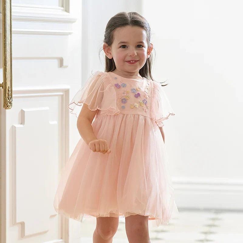 Girls Baby Princess Dress Summer Sweet Cute Embroidery Children Mesh Elegant Dress Party Outdoor Gentle DB2251139