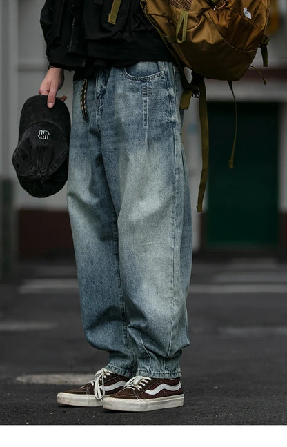 American Vintage High Quality Denim Cargo Pants Men Clothing Streetwear Loose Skate Jeans Harajuku Casual Harem Trousers Male