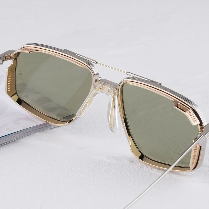 Jagger Limited Edition Sunglasses Square Metal 10th Anniversary Handmade Double Bridge Alloy Gradient UV400 High Quality Glasses