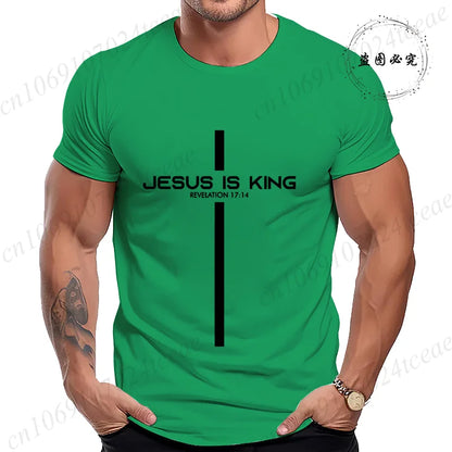 T Shirt for Men Jesus Is King Print Graphic T Shirts Unisex Harajuku Fashion Casual Street Short Sleeve Tee Jesus Is King Tops