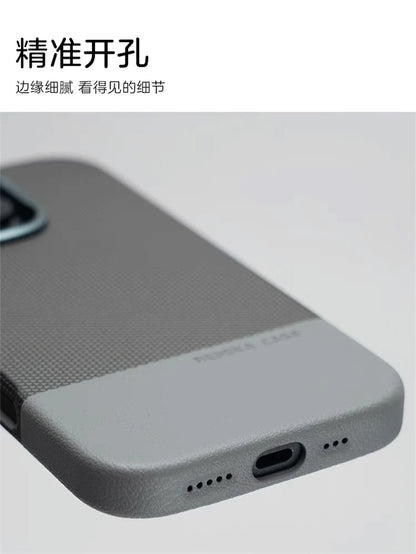For Magsafe Fine Grained Leather Case For iPhone 17 Pro Max Ari 16 15 14 13 Metal Lens Frame Wireless Charge Accessories Cover